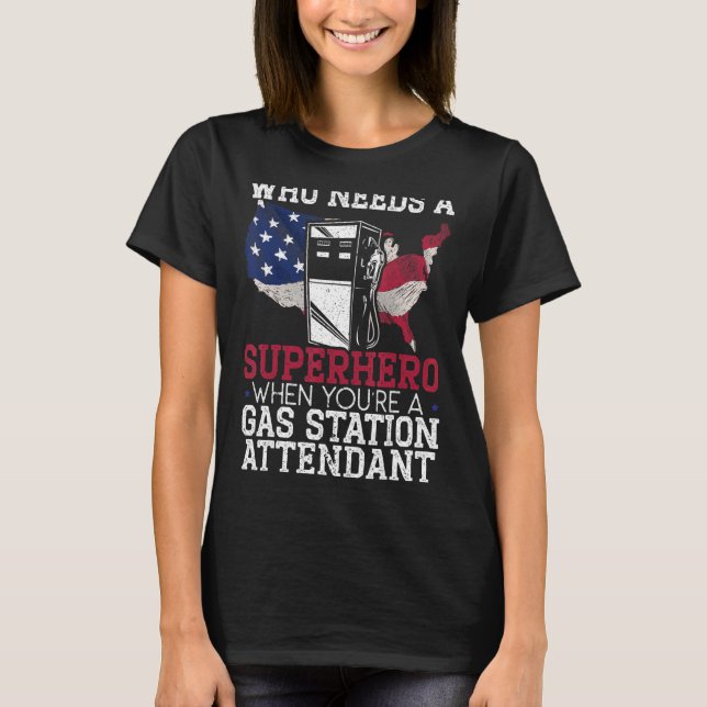 Tankstelle Attendant Gaspumpe Benzinbrennstoff T-Shirt (Vorderseite)