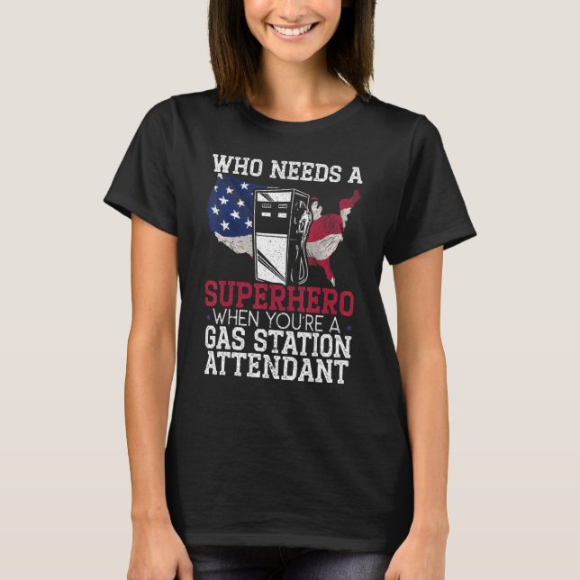 Tankstelle Attendant Gaspumpe Benzinbrennstoff T-Shirt (Vorderseite)