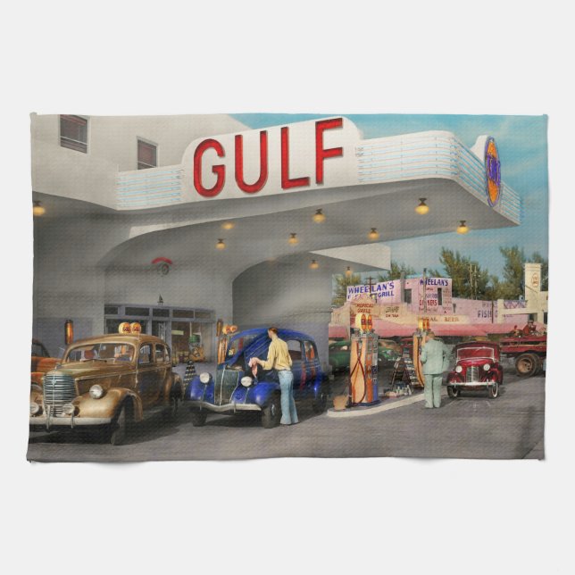 Tankstelle - Die große amerikanische Straßenfahrt  Geschirrtuch (Horizontal)