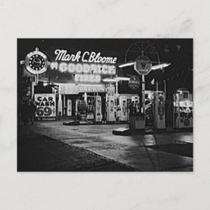 Tankstelle Hollywood California Vintag 1942 Postkarte