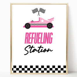 Tankstelle Rosa Race Car Drink Table Sign Poster