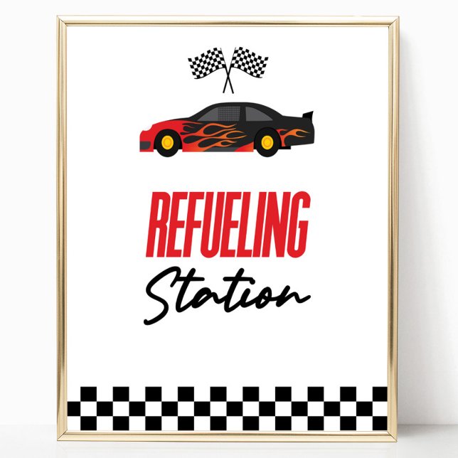 Tankstelle Roter Race Car Drink Tafelzeichen Poster (Von Creator hochgeladen)