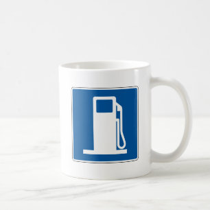Tankstelle-Straßenschild Kaffeetasse