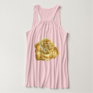 tanktop met gouden bloemen en logo