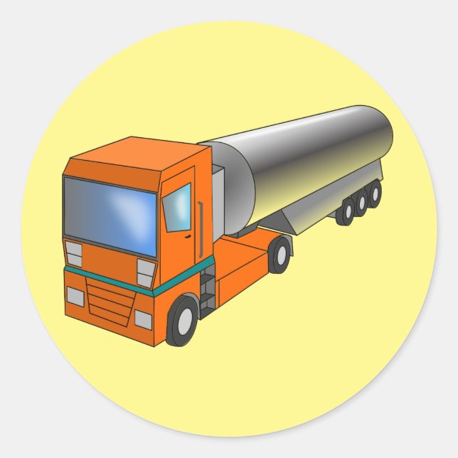 Tankwagen Schwertransporter für Kinder Runder Aufkleber (Vorderseite)