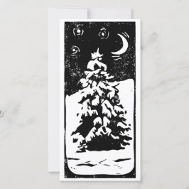 Tanne Baum in Snowy Landschaft Lino Print Feiertagskarte