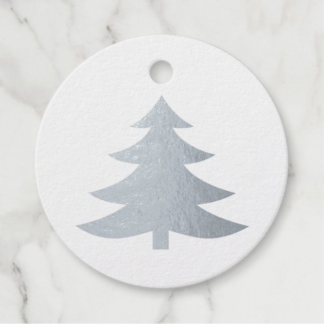 Tanne oder Weihnachtsbaum in Silber- oder Goldfoli Geschenkanhänger (Vorderseite)