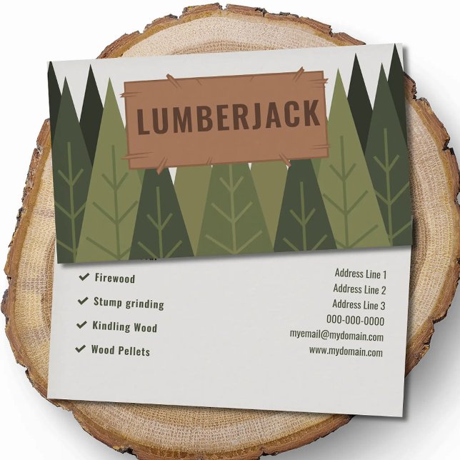 Tannen - Holzfäller Visitenkarte (Fir Trees - Lumberjack Business Card)