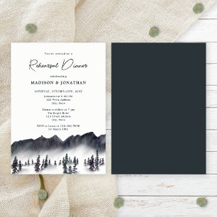 Tannen und Berge Hochzeitsprobeessen Einladung