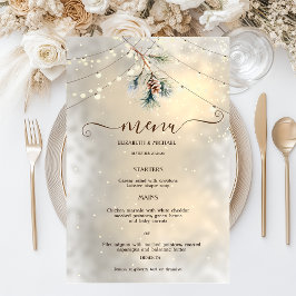 Tannen Zapfen Lichterkette Winter Hochzeitsmenükar