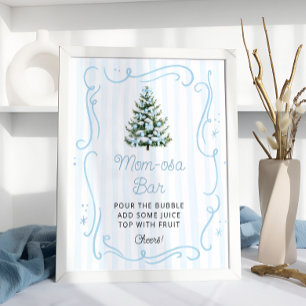 Tannenbaum Blau Baby Shower Mom-osa Bar Poster
