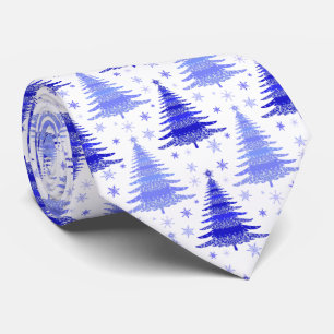 Tannenbaum Blaue Immergrün-Muster-Design Krawatte