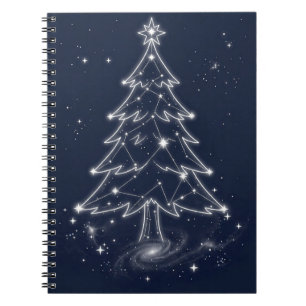 Tannenbaum, der durch Linien von Sternkonstellatio Notizblock