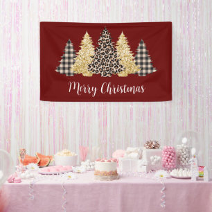 Tannenbaum Gepardendruck Büffel Karo Glitter Banner