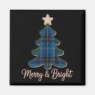 Tannenbaum-Muster Tartans Grün und Blau Kariert Magnet