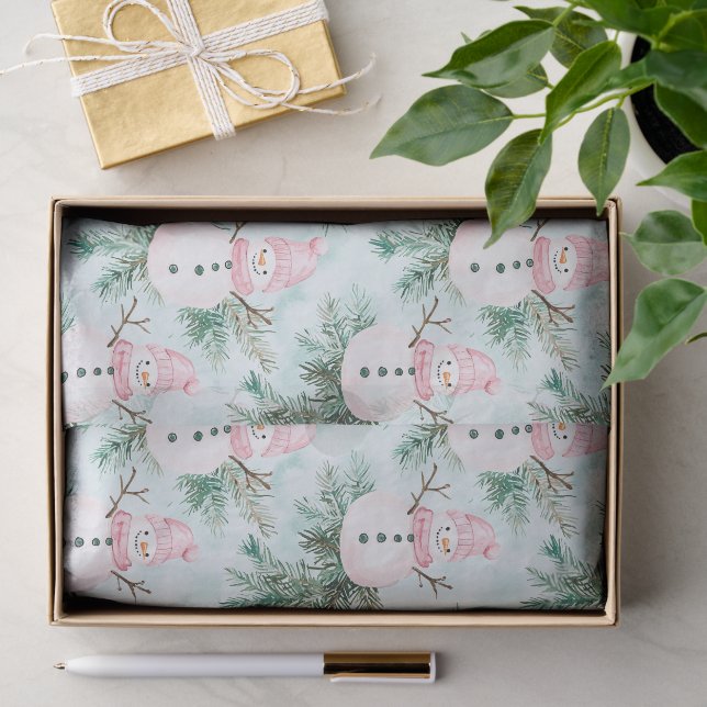 Tannenbaum Rosa Weiße Schneemann Mädchen Weihnacht Seidenpapier (Geschenk)