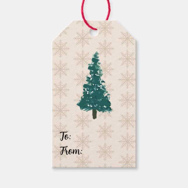Tannenbaum-Schneeflocken-Muster Geschenkanhänger (Vorderseite)