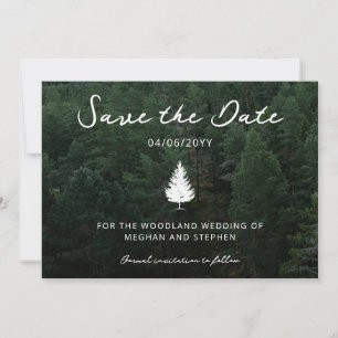 Tannenbaum-Silhouette Waldlandschaft Foto Hochzeit Save The Date