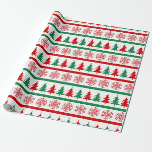 Tannenbaum und Schneeflocken Druck Geschenkpapier