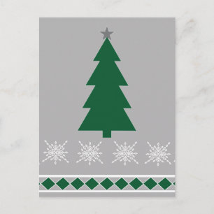 Tannenbaum- und Schneeflockenmuster, Postkarte