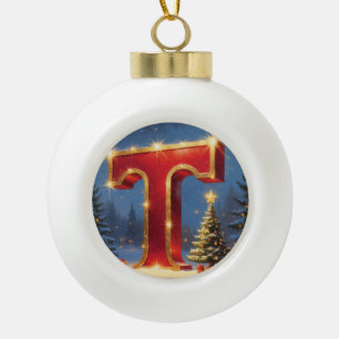 Tannenbaum Weihnachten Personalisierter Anfangsbuc Keramik Kugel-Ornament