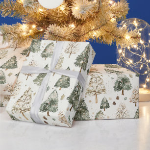 Tannenbäume aus Fichten Grün Creme Geschenkpapier
