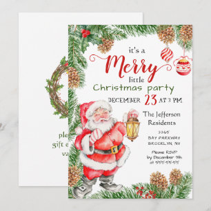 Tannenbaumzweig Weihnachtsfeier mit Weihnachtsmann Einladung