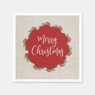 Tannenbeeren Blumen Frohe Weihnachten Papier Serviette