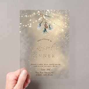 Tannenenzapfen-Lichterketten Winter-Probedinner Acryleinladungen