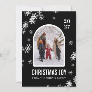Tannenflocken-Bogenmuster Familienfoto Feiertagskarte