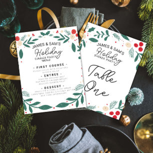 Tannenkrone Weihnachtsmenü & Tischschild Feiertagspostkarte