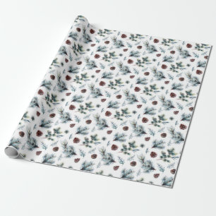 Tannenpelz-Wasserfarben-Weihnachtsgeschenk Geschenkpapier