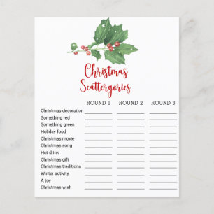 Tannenreif-Weihnachten-Scattergories-Spielkarte Flyer