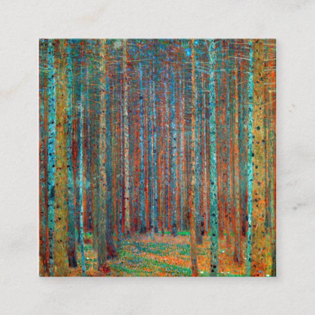 Tannenwald Gustav Klimt Quadratische Visitenkarte (Vorderseite)