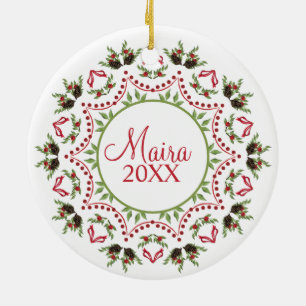 Tannenzapfen und Beeren Mandala Foto Schmuck Keramik Ornament