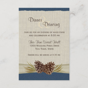 Tannenzapfen und Jute Navy Blau Rezeption Einladung