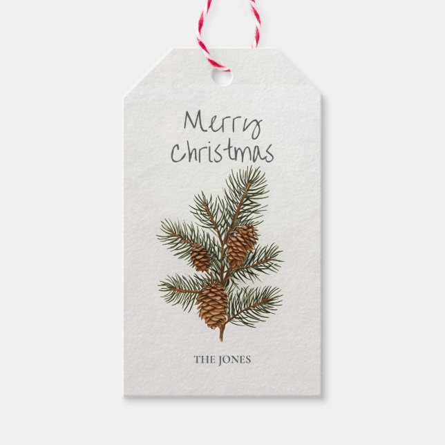 Tannenzapfen-Weihnachtsgeschenkanhänger Geschenkanhänger (Vorderseite)