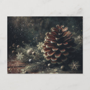 Tannenzapfen Winterkunst Postkarte