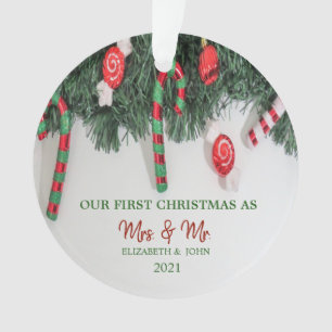 Tannenzweig Süßigkeiten, unser erstes Weihnachten Ornament
