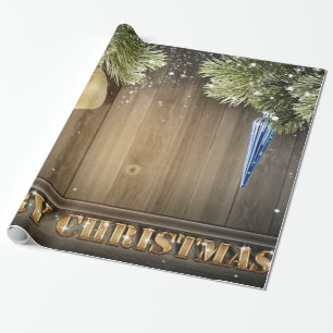 Tannenzweige, Weihnachtsdekoration, Holz Weihnacht Geschenkpapier