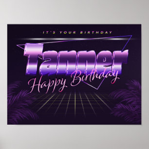 Tanner Name Vorname lila retro Poster Geburtstag