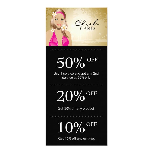Tanning Salon Marketing Card Loyalität Gold Werbekarte (Vorne)