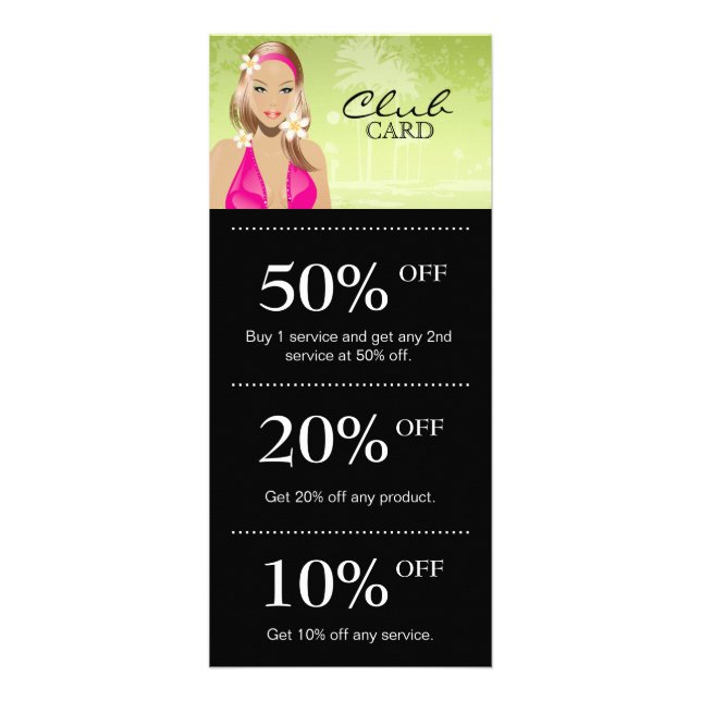 Tanning Salon Marketing Card Loyalität Grün Werbekarte (Vorne)