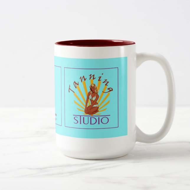 Tanning Studio - Tasse, Cup Zweifarbige Tasse (Rechts)