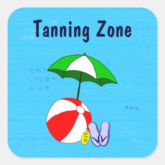Tanning Zone Beach Ball Pool Umbrett Aufkleber (Vorderseite)