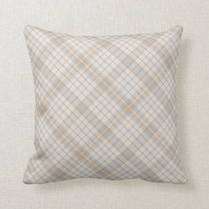 Tans Grays and Cremes Kariertes Design Kissen mcfu
