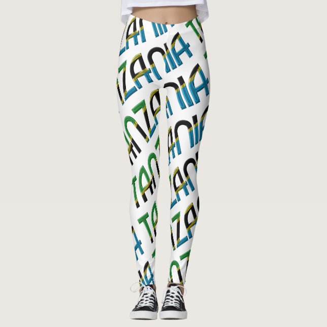Tansania Africa Flag Typografy Pattern Leggings (Vorderseite)