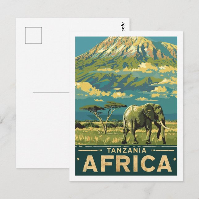 Tansania Africa Vintag Berühmter Travel Place Postkarte (Vorne/Hinten)