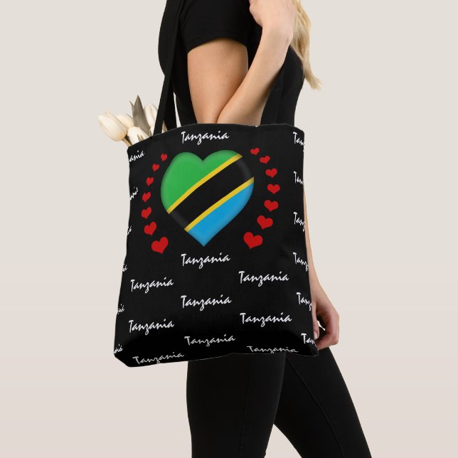 Tansania Flag & Heart Tansania Flag Mode / Sport Tasche (Von Nahem)