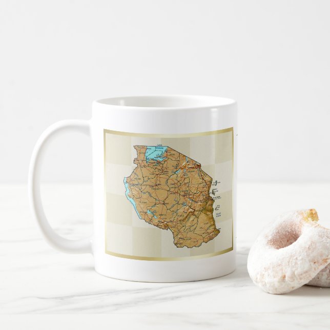 Tansania Flag + Karte Tasse (Mit Donut)